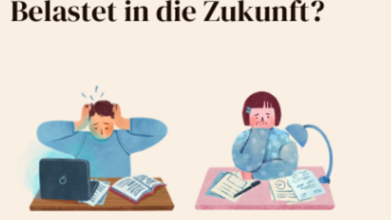 Text: BElastet in die Zukunft und zwei Pflegende in Ausbildung