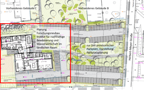 Plan des Forschungsneubau Suderburg Campus