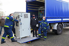 Abtransport unseres Klimaschranks mit Unterstützung des THW