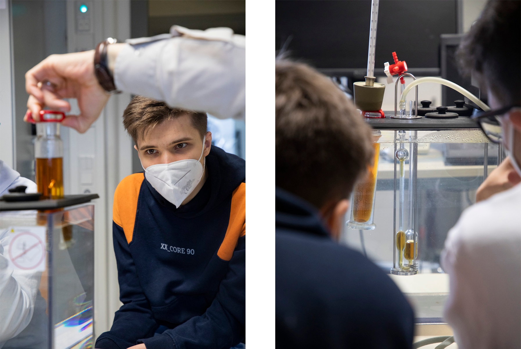 Studierende bei der Versuchsdurchführung.